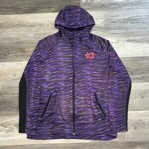 Nike KD Hyper Elite Purple Black Mens L Dri Fit Abstract Basketball Hoodie
